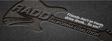 RADD guitar shape with words: Friends don't let friends drive drunk. Do you?