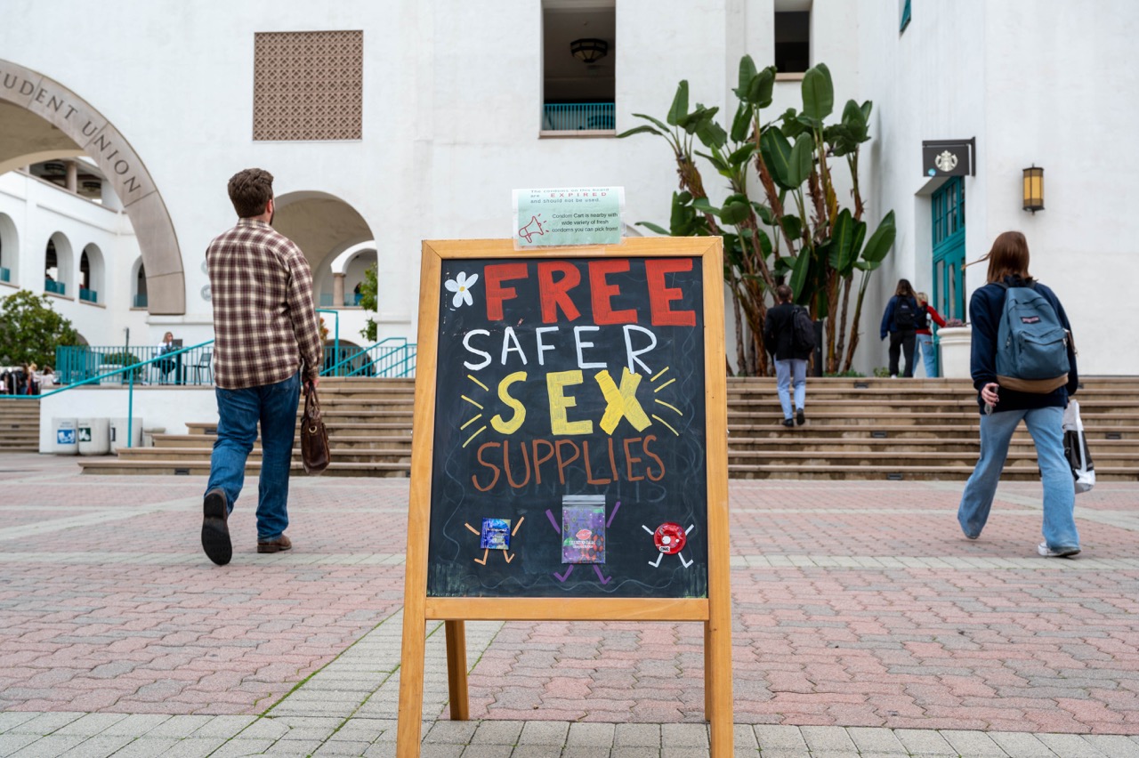 Sign stating Free Safer Sex Supplies